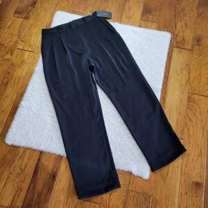 NWT Rag & Bone Satin Trousers Pants Women's 10 Black Pockets Straight Leg